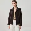 Cardigã de Caxemira 2026 Outono/Inverno Novo Feminino Elegante Grosso Torcido Jaqueta com Zíper Duplo com Gola Reversível