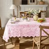 Mantel rectangular de encaje blanco estilo pastoral francés, mantel de comedor, cubierta para mesa de centro de sala de estar, tapete decorativo para mesa del hogar