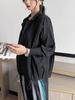 Jaqueta de Primavera e Outono Estilo Miyake para Mulheres, Cardigan Casual de Zíper de Alta Qualidade, Caimento Solto, Tamanho Grande, Jaqueta Corta-Vento para Mulheres