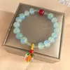 Pulseira de Contas de Ábaco Estilo Antigo com Design de Caqui, Contas Ruyi de Caqui Jade Sintético em Cor Degradê, Contas de Vidro, Pulseira de Contas de Oração Budista