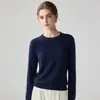Suéter 100% cashmere macio e fofo como uma nuvem para mulheres, gola redonda, cor sólida, tricô simples, corte relaxado, suéter básico para outono e inverno