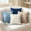Funda de almohada de terciopelo de lujo de Amazon con ribete de color contrastante, diseño simple y moderno para decoración del hogar