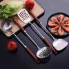 Espátula de acero inoxidable 304 mango de madera extendido colador doméstico espátula para freír espátula de cocina juego de cocina personalizado