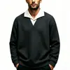 Comércio Exterior 2026 Moletom Masculino Primavera/Outono Falso Duas Peças Manga Longa com Patchwork de Espiga Gola Camisa Pulôver Casual