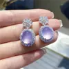 Brincos Pingente de Zircônia Agulha de Prata e Calcedônia Oval Luxo Acessível Brincos Exquisitos Elegantes Nicho High-End Brincos Personalizados para Mulheres