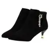 Botas de tornozelo femininas foscas, nova coleção outono/inverno 2026, bico fino, salto médio, versáteis, forradas de fleece, de salto alto, salto baixo, botas de tornozelo elegantes para mulheres