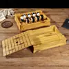 Plato de Sashimi de Salmón, Cubo de Sushi con Textura de Madera, Plato de Mesa, Cocina Japonesa y Coreana, Plato con Hielo, Sashimi de Pescado Crudo, Utensilios de Comedor
