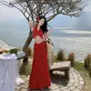 Puro deseo chica sexy cuello rojo camisola falda dos piezas para mujer 2025 primavera y verano nuevo hermoso traje falda