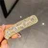 Nuevo Pasador para el Cabello de Pedrería Marquise Ultra Brillante Estilo Coreano, Elegante y Lujoso, para Niñas, Pinza para Flequillo, Decoración para la Parte Trasera de la Cabeza, Clip Rectangular Delgado