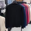 Novo Suéter de Lã Masculino com Gola Redonda para Outono e Inverno, Camada Base Quente, Tricô de Lã Pura, Top de Tricô Liso
