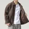 Jaqueta de couro de manga comprida para homens primavera e outono 2026 top casual solto casaco de trabalho retrô estiloso gola lapela
