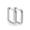Pendientes rectangulares de circón de lujo ligero de nicho estilo simple de moda pendientes oro rosa titanio acero acero inoxidable joyería al por mayor