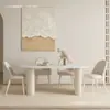 Mesa de comedor de pizarra francesa estilo crema para casas pequeñas, juego de mesa y sillas de comedor minimalista moderno de lujo ligero con columnas romanas