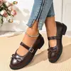 Comercio Electrónico Transfronterizo Otoño 2026 Zapatos Mary Jane Nuevos para Mujer Punta Redonda Corte Bajo con Lazo de Falda Dulces Zapatos de Una Sola Pieza