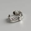 Anillo abierto de sonrisa de la suerte para mujer, anillo de carita sonriente de plata lisa retro igual al de la red, anillo ins de la Puerta Este al por mayor