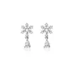 Brincos de Floco de Neve de Alto Padrão com Agulha de Prata 925 para Mulheres, Brincos de Luz Estelar Cheios de Diamante de Luxo, Brincos de Zircônia em Gota d'Água com Design de Nicho