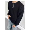Suéter de Punto de Moda Estilo Americano Nuevo para Hombres y Mujeres, Otoño e Invierno Perezoso de Gama Alta Cuello Henley Pulóver Tops de Pareja
