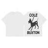 Camiseta de Manga Corta Holgada de Cuello Redondo con Estampado de Lema de Paja de Marca Nicho Americana Cole Buxton para Hombre y Mujer