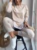 Marca 2024 Outono Estilo Urbano Roupas Femininas Colagem Poliéster Manga Longa Moda Casual Conjunto Origem Fornecimento