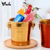Cubo de Hielo de Acero Inoxidable 201, Cubo de Hielo Pequeño Portátil, Cubo Redondo Espesado para Champagne, Cubo de Vino para Bar, Cubo de Cerveza para KTV