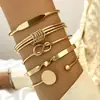 Joias Transfronteiriças Europeias e Americanas Pulseira de Corrente Simples Personalizada Pulseira Aberta Geométrica Brilhante Moda Retrô Conjunto de Pulseiras