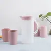 Hervidor de agua fría de plástico, hervidor de agua fría para el hogar, gran capacidad, olla para corbata, blanco frío, abierto, resistente a altas temperaturas, olla para jugo, juego de taza de agua fría, estilo japonés