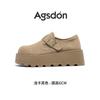 Sapatos Mula Augusden para Mulheres 2026 Novo Outono Solado Macio Cobertura Total Salto Grosso Slip-On Casuais de Couro