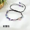 Pulseira de Cristais Naturais em Lascas Ametista Cristal Branco Lascas Irregulares Cordão Trançado Ajustável Pulseira Simples
