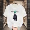 Atacado de fábrica top da moda com estampa de letras retrô, T-shirt solta de meia manga, top simples versátil