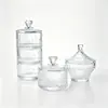 Pote de doces de vidro estilo europeu, pote de armazenamento transparente com tampa, pote de vela de aromaterapia, pote de tempero, cinzeiro, caixa de joias