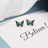 Pendientes pequeños con diseño de mariposa, exquisitos, elegantes, japoneses y coreanos, con pintura al óleo francesa, estilo Mori, sencillos y combinables.