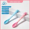 Nova Colher de Silicone Bicolor Cervo Colher para Comida de Bebê Colher de Treinamento para Bebê Aprender a Comer Colher de Torcer Louça Infantil