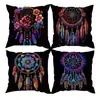 Nuevo Carrillón de Viento de Plumas Transfronterizo Funda de Cojín Multicolor Estampada en Lino Cojín para el Hogar Cojín para Silla de Oficina