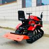 Microtrator Agrícola Pequeno Tipo Esteira para Abertura de Valas, Aragem e Cultivo a Diesel, Enxada Rotativa para Solo Duro com Alta Eficiência