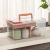 Conjunto de chá caixa de armazenamento de xícaras de chá à prova de poeira transparente tampa de xícara justa tigela xícara caixa de acabamento bule de kung fu com tampa caixa de acabamento