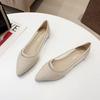 Sapatos Planos Respiráveis de Boca Rasa Estilo Pequeno Cheiroso para Emagrecer Sapatos de Tamanho Grande Sapatos de Tela com Decote V Bico Fino Solado Macio Estilo Fada