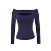 Top Sexy Apertado para Mulheres, Puro Desejo, Recortes Sexy, Manga Longa de Um Ombro, Camiseta de Base para Outono com Bojos