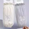 Mangas Protetoras Bordadas com Laço para Jaqueta Puffer Feminina, Outono e Inverno, Escritório, Estudante, Trabalho, Anti-Sujeira, Punhos Espessados