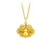Collar con colgante de calabaza chapado en oro vietnamita con diamantes, acabado cepillado, cierre Ruyi para mujer, cadena para suéter de estilo chino nuevo de alta gama
