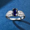 Joyería Mu Jing 2023, nuevo anillo de plata 925 con incrustaciones de hemoglobina de paloma de 5 x 7 mm, diamante de lujo completo para uso diario