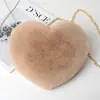 2026 Nuevo Bolso Cruzado de Cadena con Forma de Corazón, Bolso de Hombro de Piel Sintética de Conejo Engrosada, Billetera de Peluche Versátil para Niñas