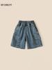 Roupa Infantil Meninos Conjunto de Manga Curta 2025 Verão Novo Estilo Coreano Rasgado Manga Curta Casual Shorts Jeans Conjunto Moderno de Duas Peças