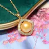 Colgante de Perla de Agua Dulce para Mujer Coreano 8-9mm Luz Fuerte Defecto Microincrustación Oro 18K Simple Moda Elegante Joyería 007