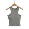 Colete em forma de I para meninas com escavação de ombro europeu e americano para mulheres 2024 verão com almofada no peito para uso externo com ajuste slim sem mangas para sling