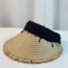Sombrero de Playa con Borde Crudo Deshilachado Protección Solar de Verano Ala Ancha Sombrero de Sol Sombrilla Sombrero de Paja con Parte Superior Abierta para Mujer