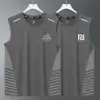 Camiseta Esportiva com Sensação de Gelo para Homens 2026 Novo Uniforme de Basquete Seda de Gelo Respirável Secagem Rápida Top Fitness Sem Mangas Tendência Nacional Camiseta
