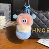 Chaveiro de pelúcia fofo de pelo de coelho rex real, pingente de bolsa, espelho retrovisor de carro, lagarta de pelo real, brinquedo de presente