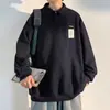 Sudadera Casual Chic Minimalista de Color Sólido con Cuello Camisero para Hombre, Temporada Primavera y Otoño 2026, Camiseta tipo Polo Holgada de Marca de Moda