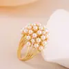 Anillo de Perla Hueca Estilo Barroco Francés, Chapado en Cobre con Oro Real, Anillo Exquisito, Accesorio de Fiesta Moderno y Único