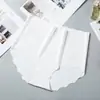 Bragas sin costuras de seda helada de cintura alta con borde ondulado y realce de glúteos, personalizadas, transfronterizas, color liso, entrepierna de algodón fina y transpirable para mujer